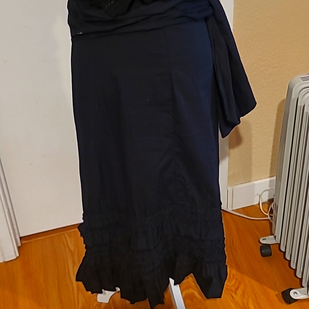 Atmosphere. Black maxi cotton  skirt with trim edges,  size small